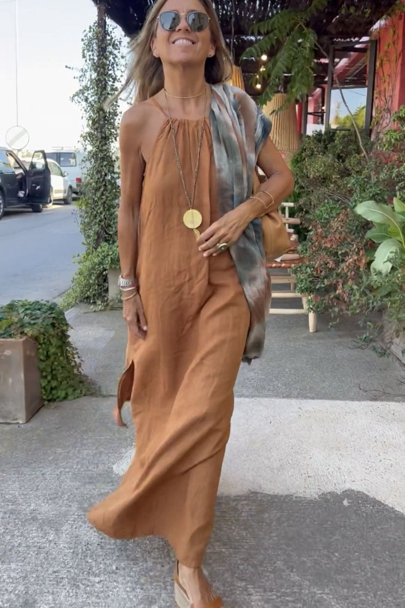 Aurora Dress – Long Summer Dress in Minimalist Style with Thin Straps