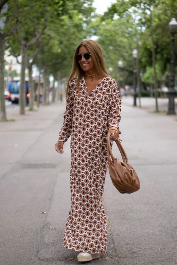 Abito Lungo Donna con Stampa Geometrica – Elegante, Estivo e Confortevole