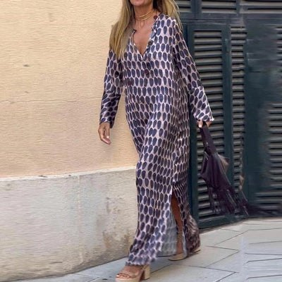 Abito Lungo Donna con Stampa Geometrica – Elegante, Estivo e Confortevole