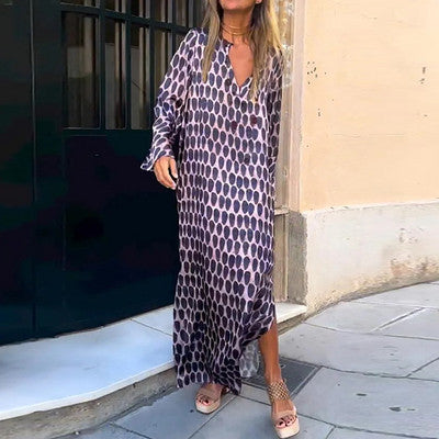 Abito Lungo Donna con Stampa Geometrica – Elegante, Estivo e Confortevole