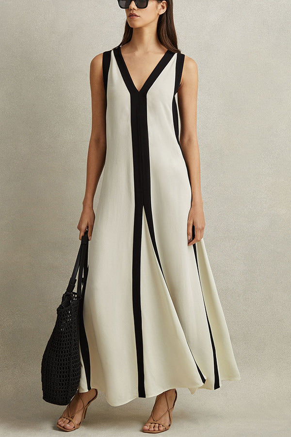 Luna – Elegante Vestito Lungo Reversibile Bicolore