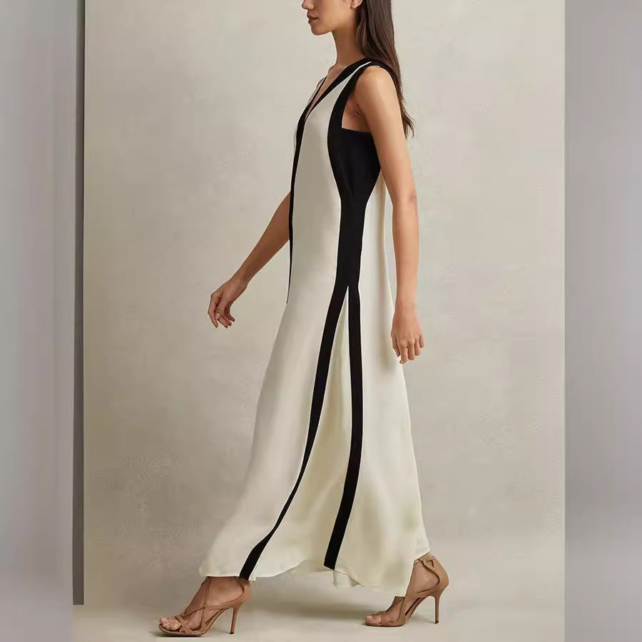 Luna – Elegante Vestito Lungo Reversibile Bicolore