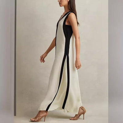 Luna – Elegante Vestito Lungo Reversibile Bicolore