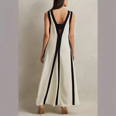 Luna – Elegante Vestito Lungo Reversibile Bicolore