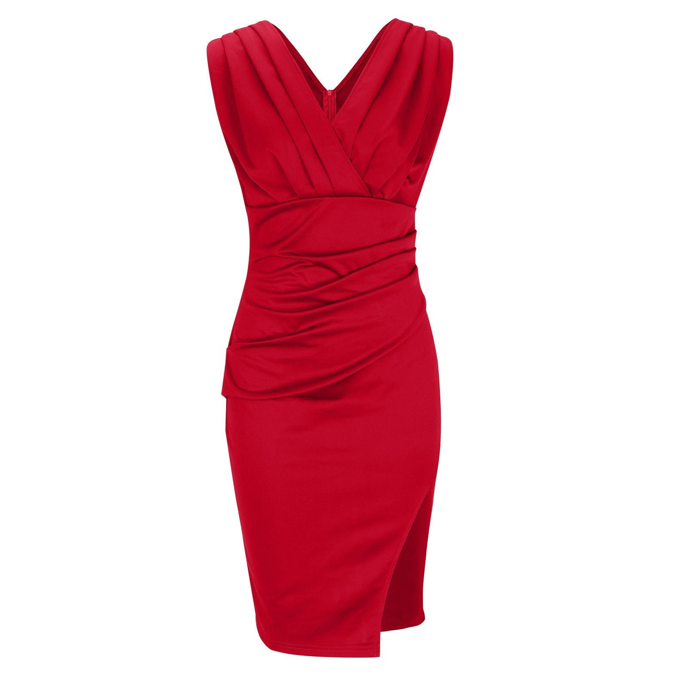Abito Midi Elegante Isa – Scollo a V Drappeggiato con Spacco Laterale