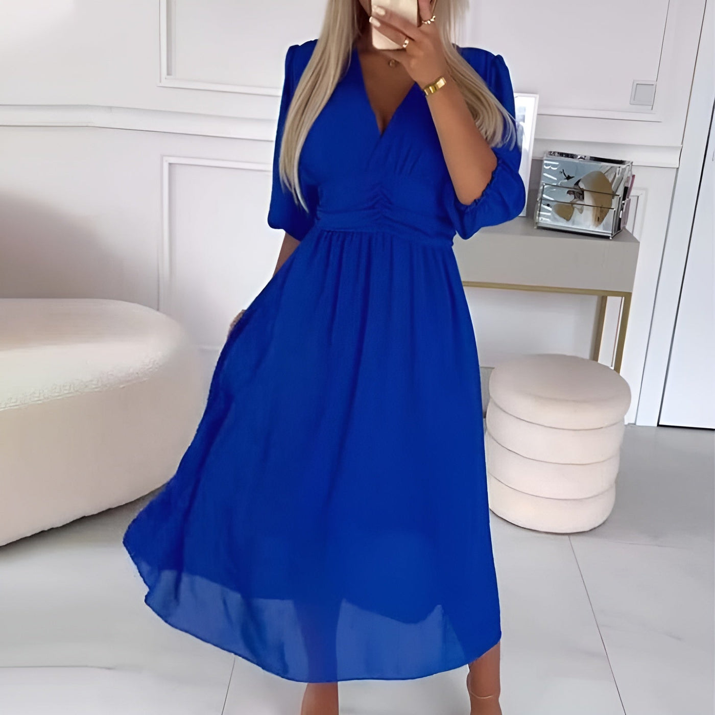 Vestito Midi Elegante Anna con Scollo a V