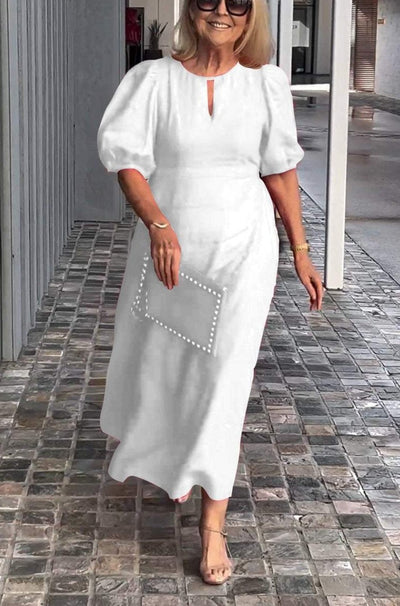 Abito Midi Elegante Valentina con Maniche Voluminose