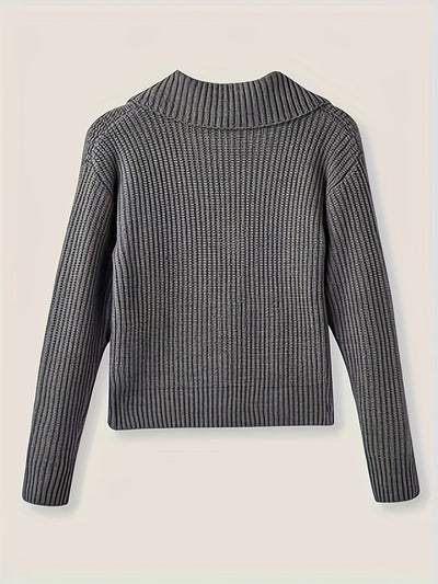 Cardigan Elegante Donna in Maglia a Coste - Bianco