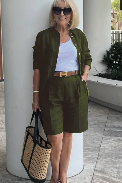 Set Completo Camicia e Shorts in Lino e Cotone Verona | Eleganza Casual Senza Tempo