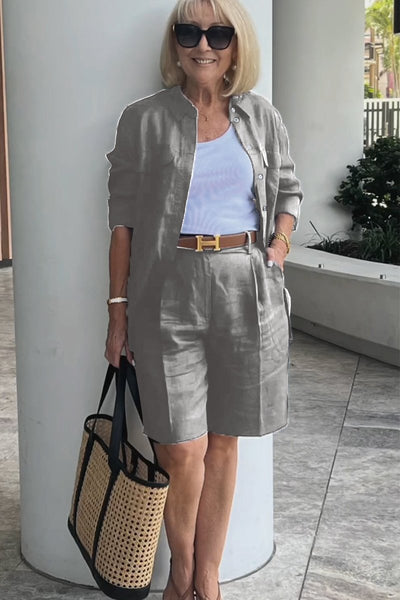 Set Completo Camicia e Shorts in Lino e Cotone Verona | Eleganza Casual Senza Tempo