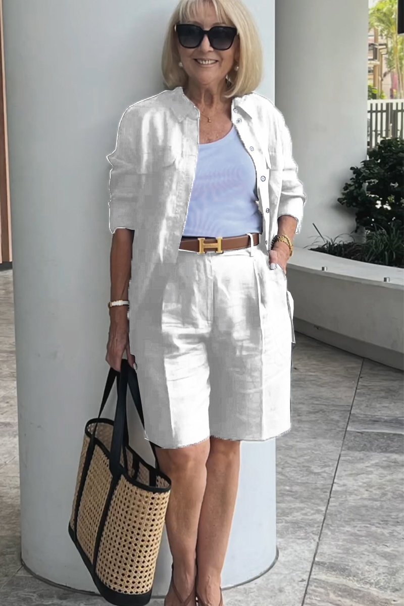 Set Completo Camicia e Shorts in Lino e Cotone Verona | Eleganza Casual Senza Tempo