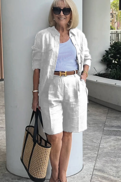 Set Completo Camicia e Shorts in Lino e Cotone Verona | Eleganza Casual Senza Tempo