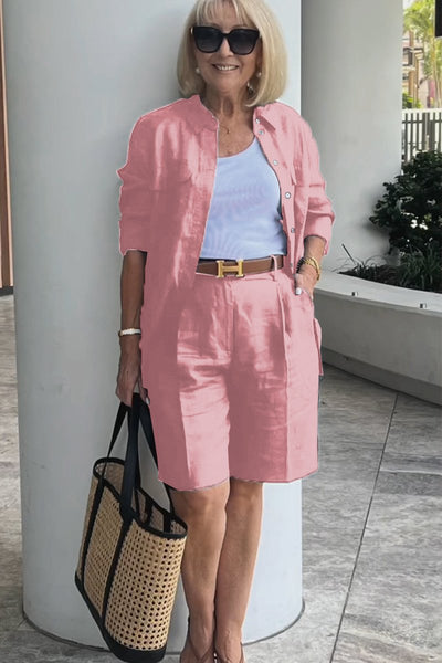 Set Completo Camicia e Shorts in Lino e Cotone Verona | Eleganza Casual Senza Tempo