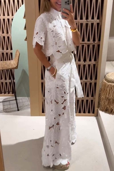 Completo in Pizzo con Camicia e Pantaloni Ampi