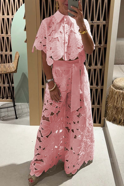 Completo in Pizzo con Camicia e Pantaloni Ampi