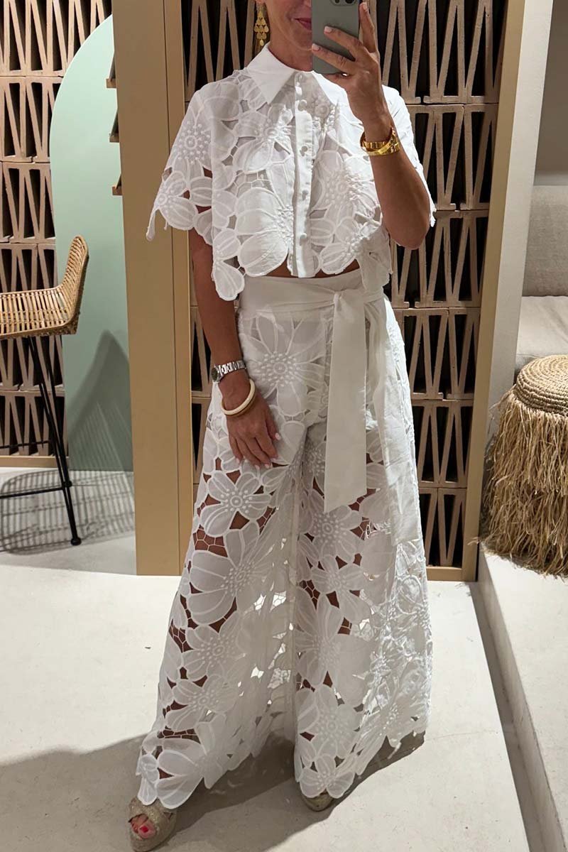 Completo in Pizzo con Camicia e Pantaloni Ampi