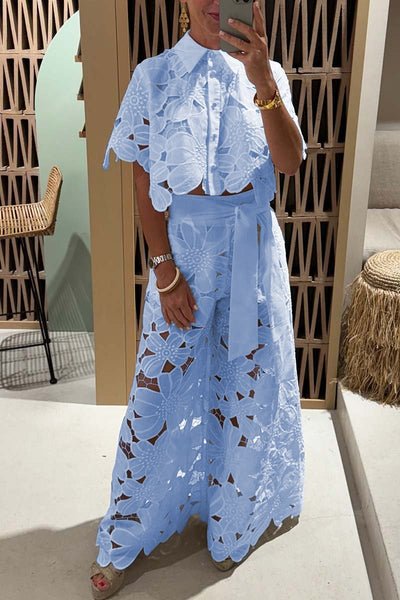Completo in Pizzo con Camicia e Pantaloni Ampi