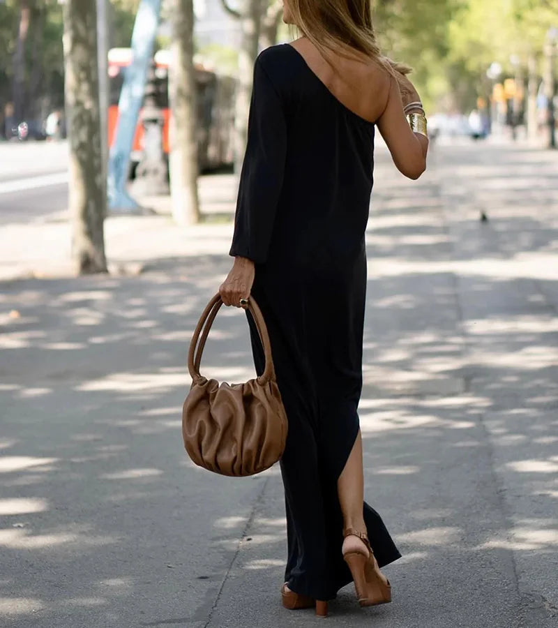Abito Estivo Lungo Monospalla – Elegante, Fluido e Ideale per Ogni Occasione
