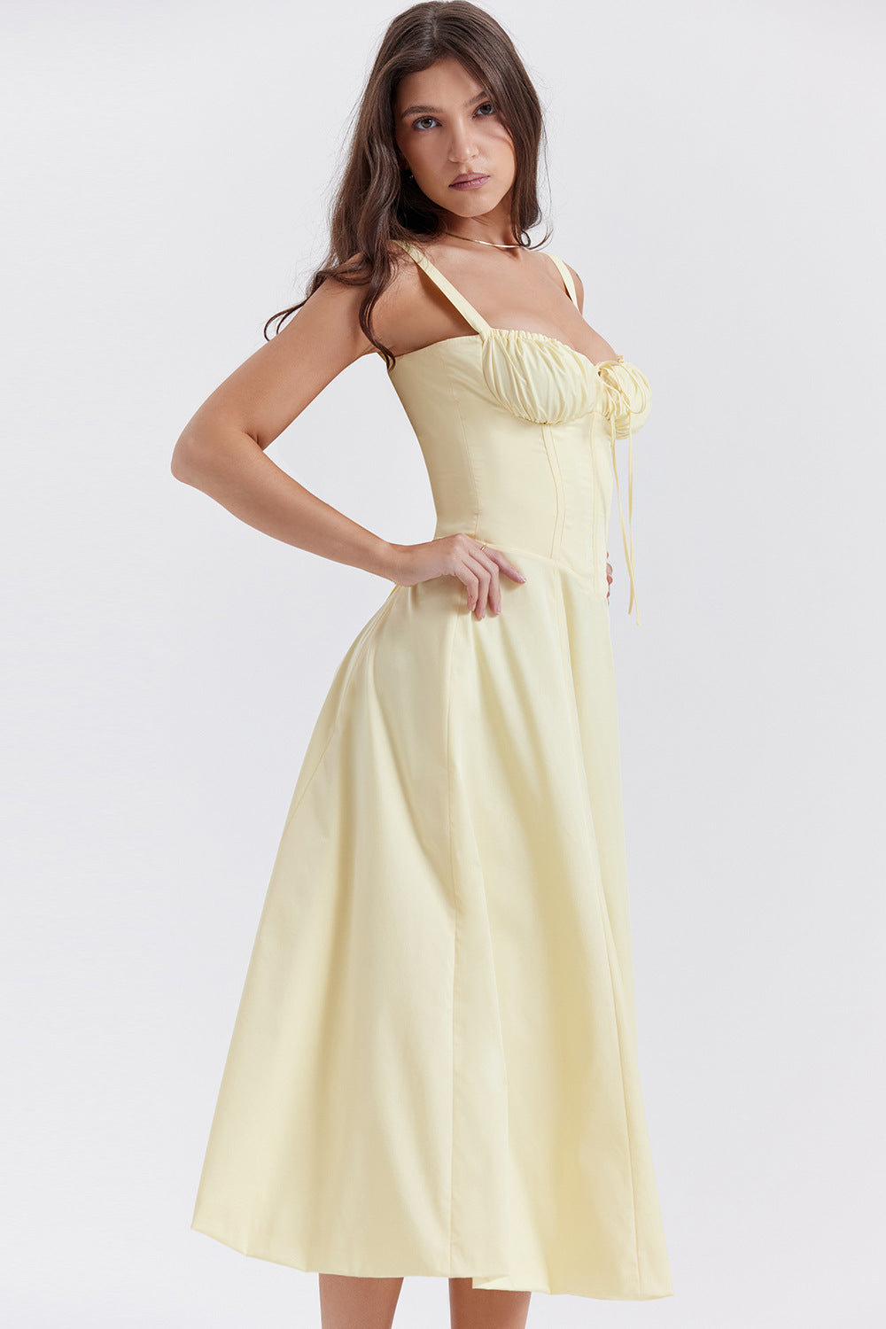 Vestito Midi Charlotte con Top a Laccio e Spacco