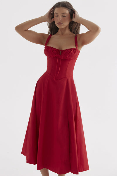 Vestito Midi Charlotte con Top a Laccio e Spacco