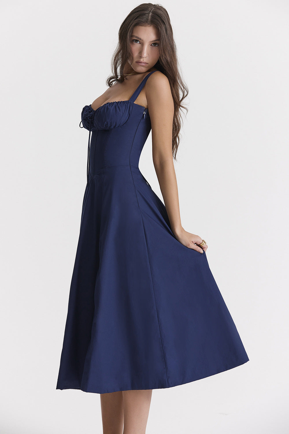 Vestito Midi Charlotte con Top a Laccio e Spacco