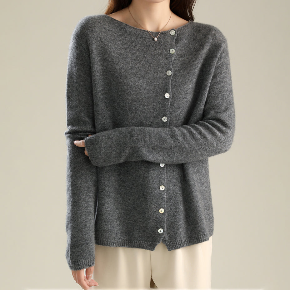 Isabella – Elegante Cardigan Donna con Bottoni Asimmetrici