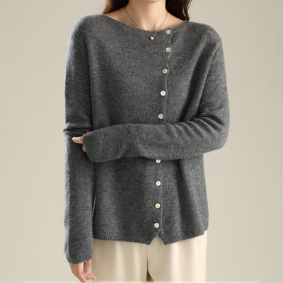 Isabella – Elegante Cardigan Donna con Bottoni Asimmetrici