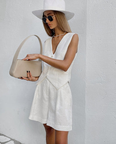 Set Completo: Gilet e Pantaloni Corti in Lino
