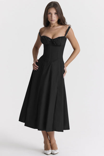 Vestito Midi Charlotte con Top a Laccio e Spacco