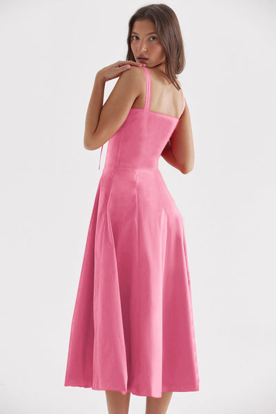 Vestito Midi Charlotte con Top a Laccio e Spacco