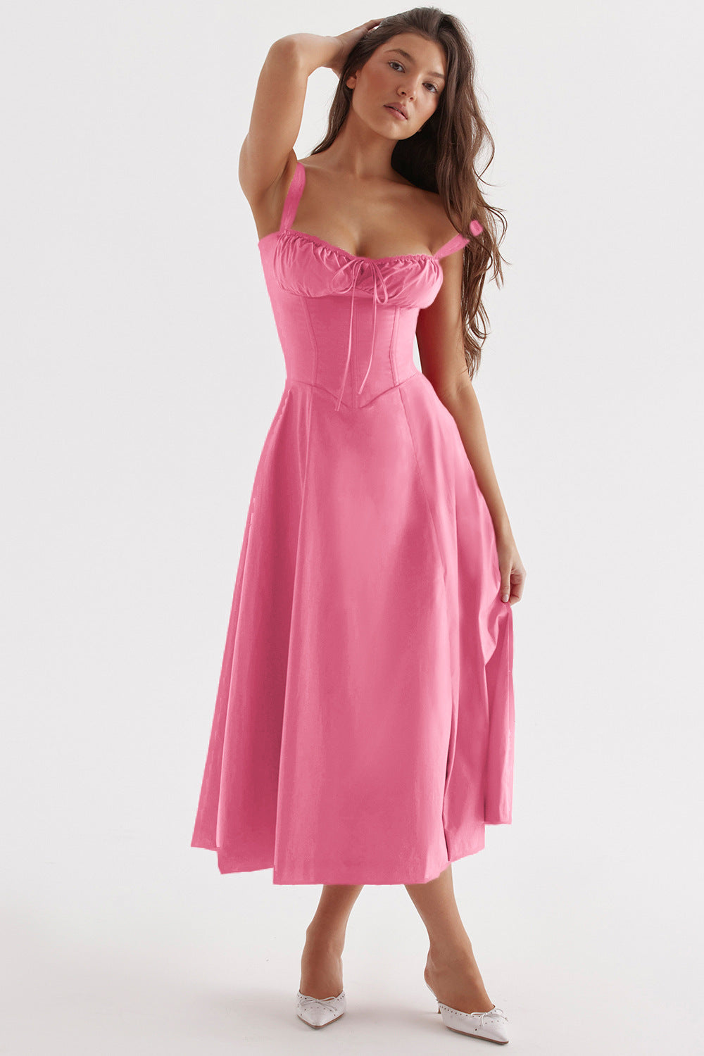 Vestito Midi Charlotte con Top a Laccio e Spacco