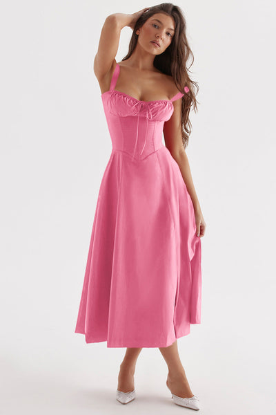 Vestito Midi Charlotte con Top a Laccio e Spacco