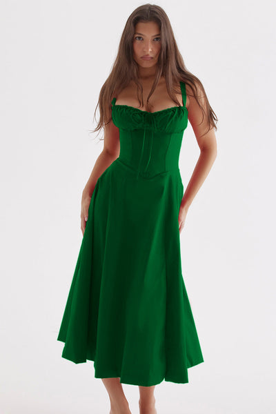 Vestito Midi Charlotte con Top a Laccio e Spacco