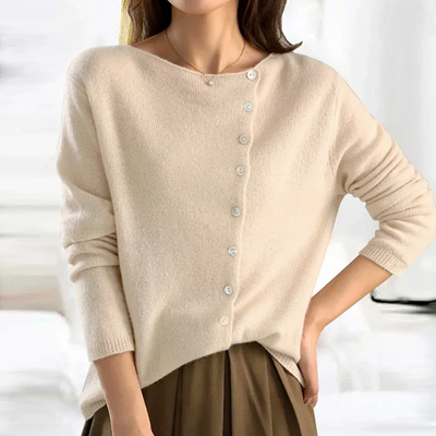 Isabella – Elegante Cardigan Donna con Bottoni Asimmetrici