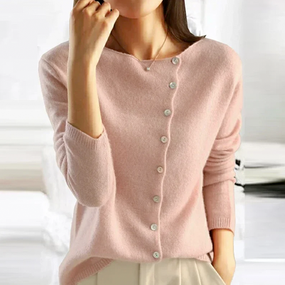 Isabella – Elegante Cardigan Donna con Bottoni Asimmetrici