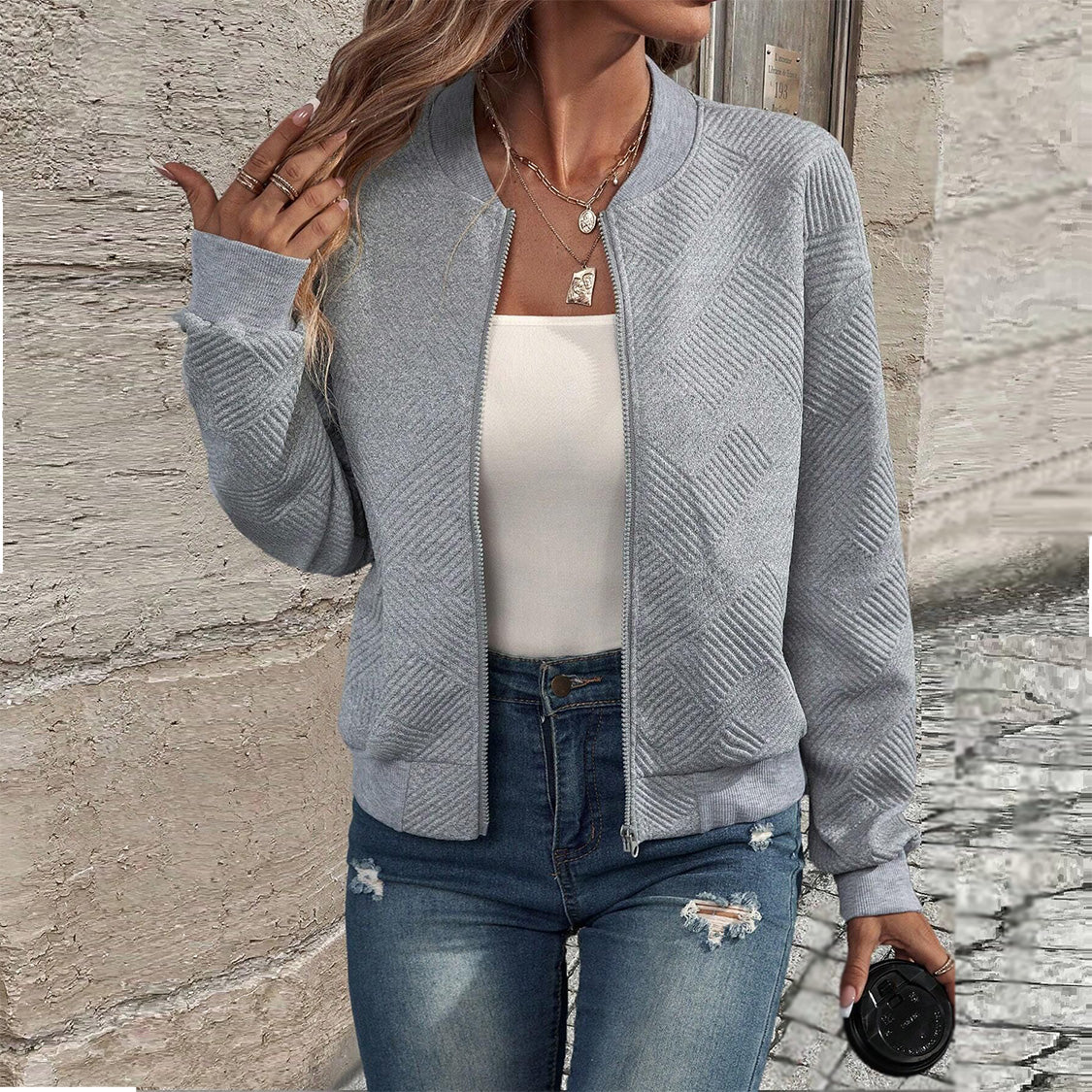 Giacca Bomber Leggera da Donna – Tessuto Trapuntato e Fit Confortevole