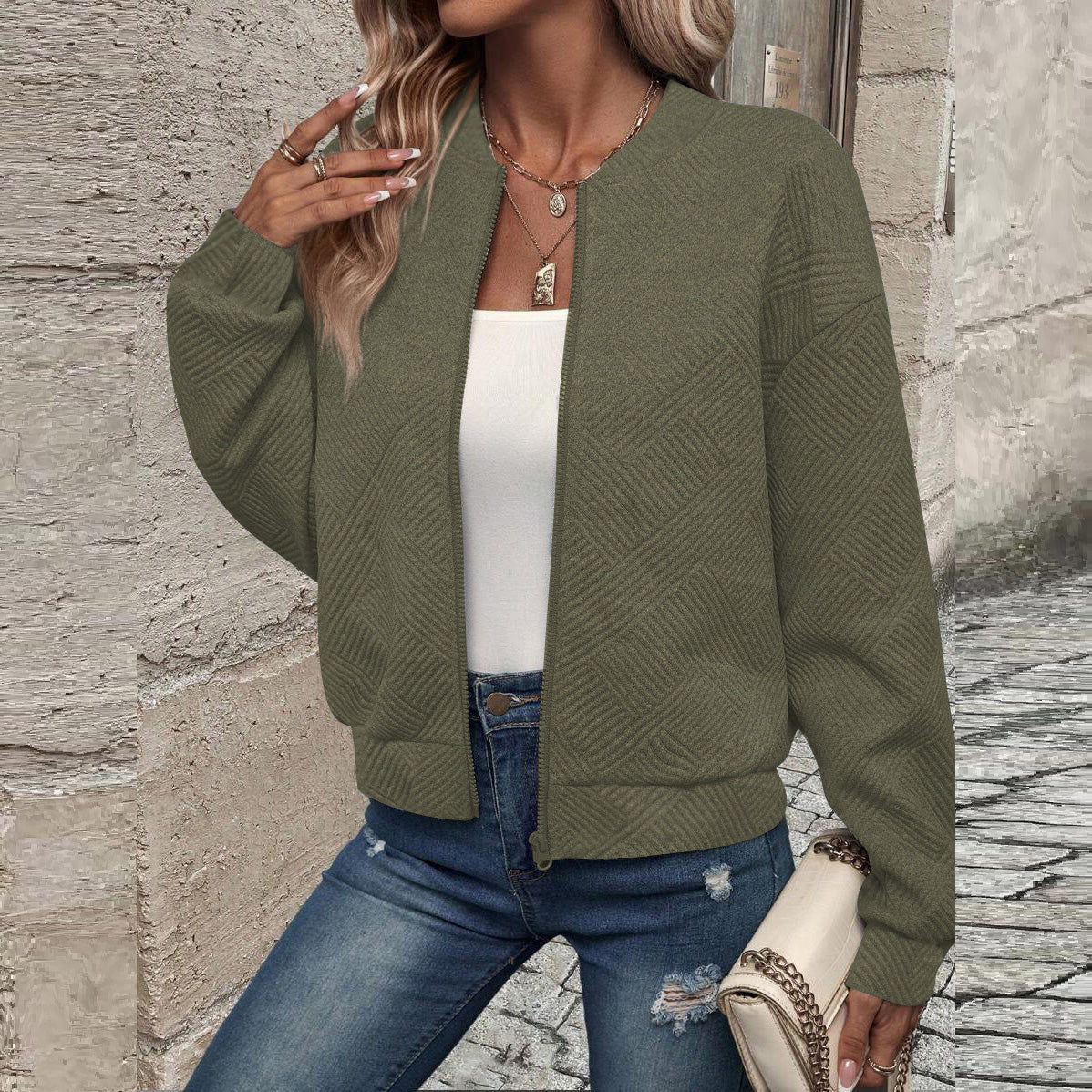 Giacca Bomber Leggera da Donna – Tessuto Trapuntato e Fit Confortevole