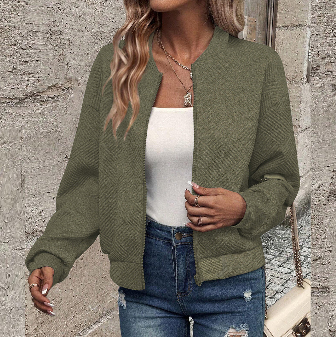 Giacca Bomber Leggera da Donna – Tessuto Trapuntato e Fit Confortevole