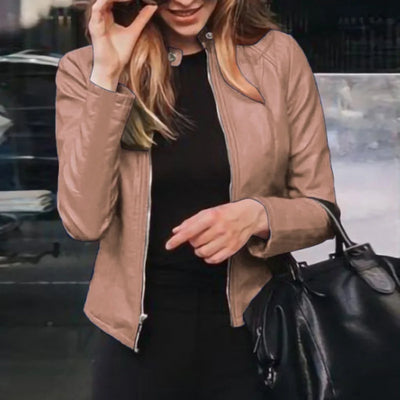 Giacca Invernale Elegante da Donna in Pelle – Slim Fit con Zip