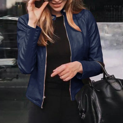 Giacca Invernale Elegante da Donna in Pelle – Slim Fit con Zip