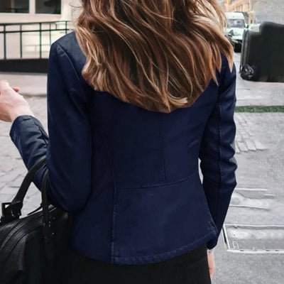 Giacca Invernale Elegante da Donna in Pelle – Slim Fit con Zip