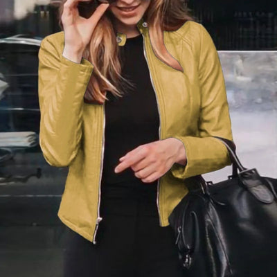 Giacca Invernale Elegante da Donna in Pelle – Slim Fit con Zip