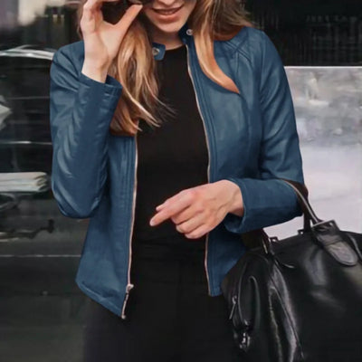 Giacca Invernale Elegante da Donna in Pelle – Slim Fit con Zip
