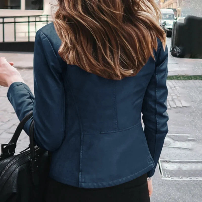 Giacca Invernale Elegante da Donna in Pelle – Slim Fit con Zip