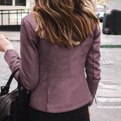 Giacca Invernale Elegante da Donna in Pelle – Slim Fit con Zip