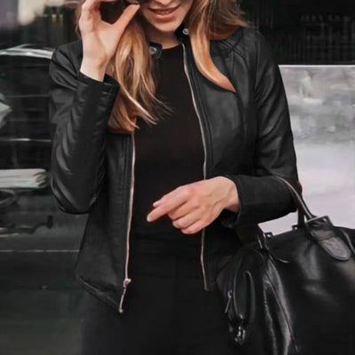 Giacca Invernale Elegante da Donna in Pelle – Slim Fit con Zip
