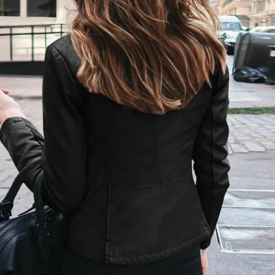 Giacca Invernale Elegante da Donna in Pelle – Slim Fit con Zip