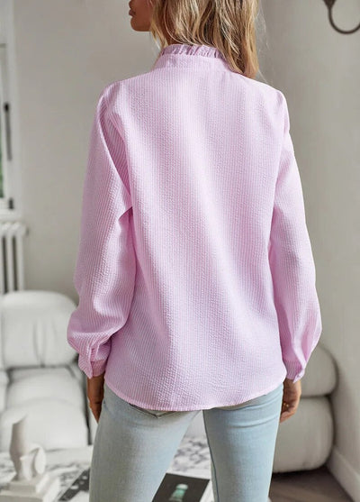 Camicia Joanne a Righe con Dettagli a Volant