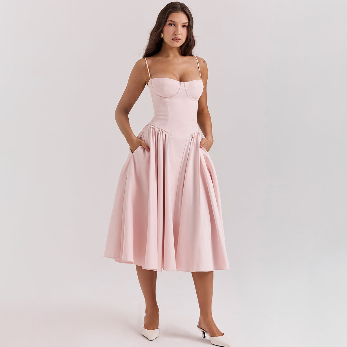 Vestito Midi Bridget con Top e Spalline Sottili