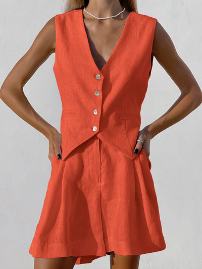 Set Completo: Gilet e Pantaloni Corti in Lino